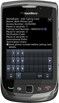 WorldDialer for BlackBerry Version 2.2